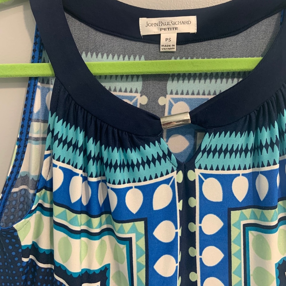 Multicolored Blue Geometric Maxi Dress